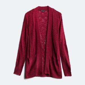 Burgundy Open-Front Sweater